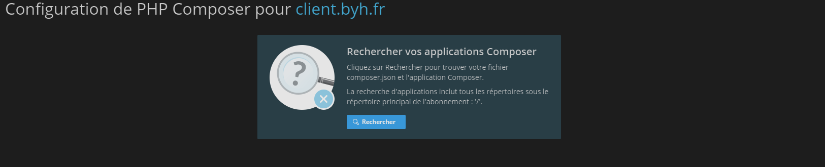 PHP Composer (rechercher) - Plesk