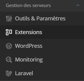 Menu &quot;Extensions&quot; - Plesk