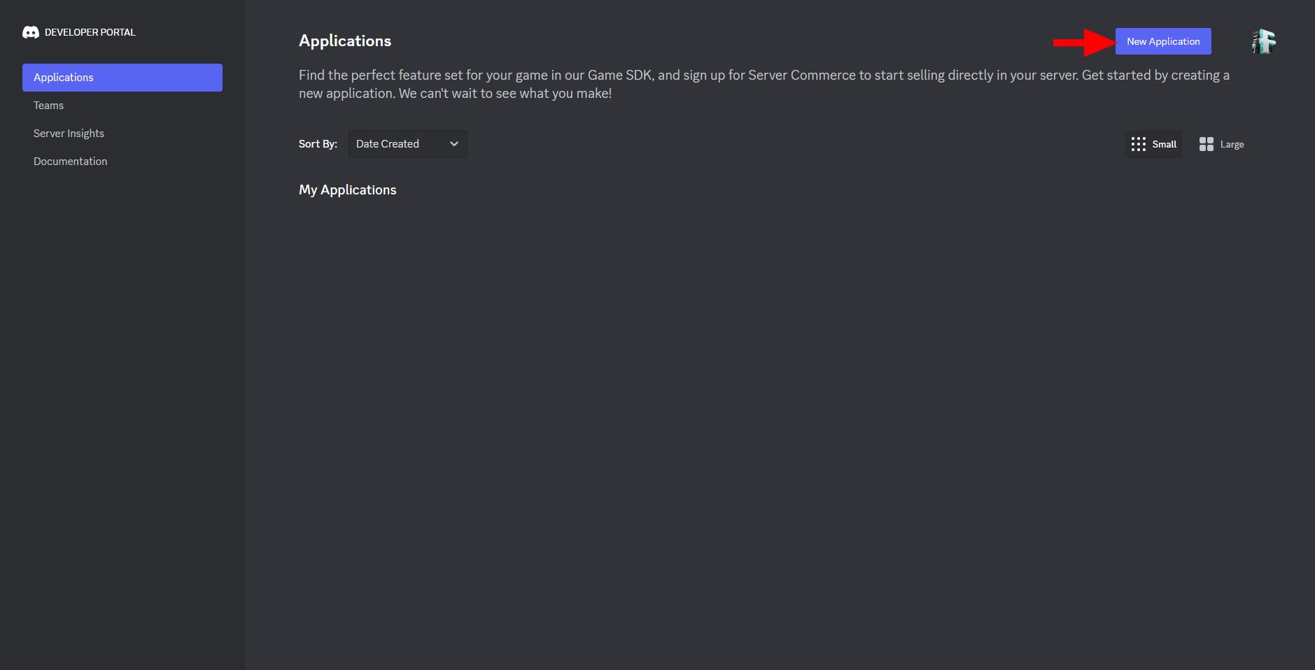 Image : Discord Config - Nouvelle Application