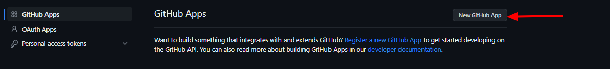 Image : GitHub Config - &quot;New GitHub App&quot;