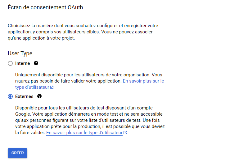 Image: Google Config - Bouton &quot;Externes&quot; consentement