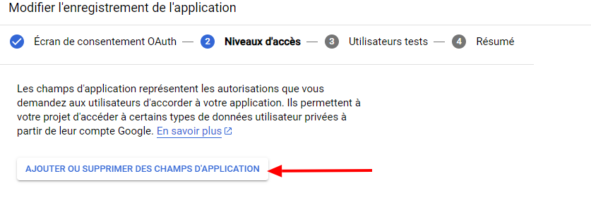 Image : Google Config - Niveaux d&#39;accès consentement