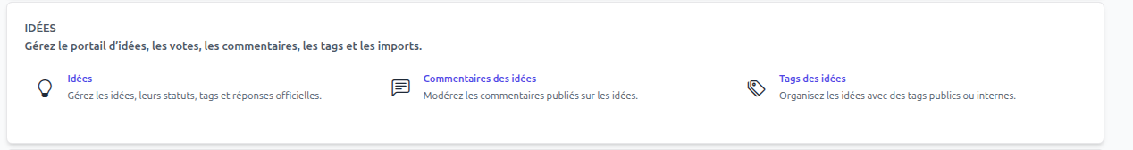 Idea addon administration sections