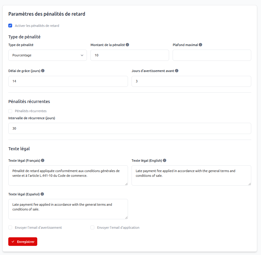 Late Fees Settings