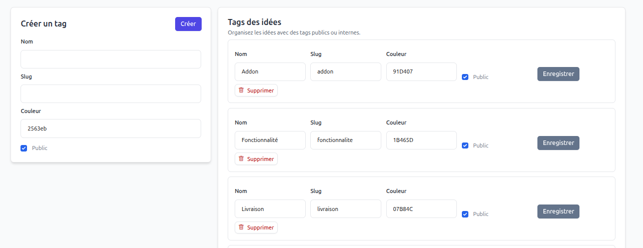Creating and managing idea tags