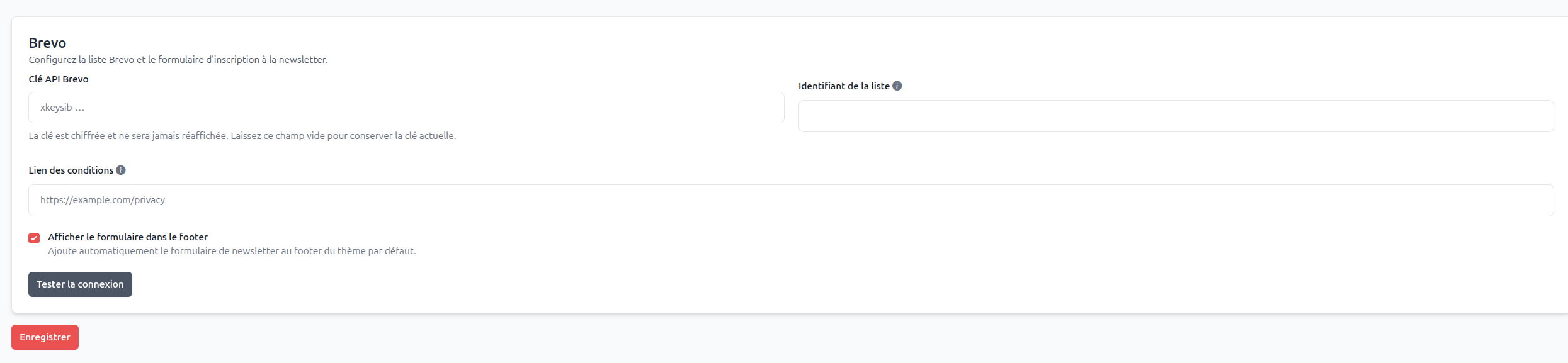 Brevo settings in ClientXCMS