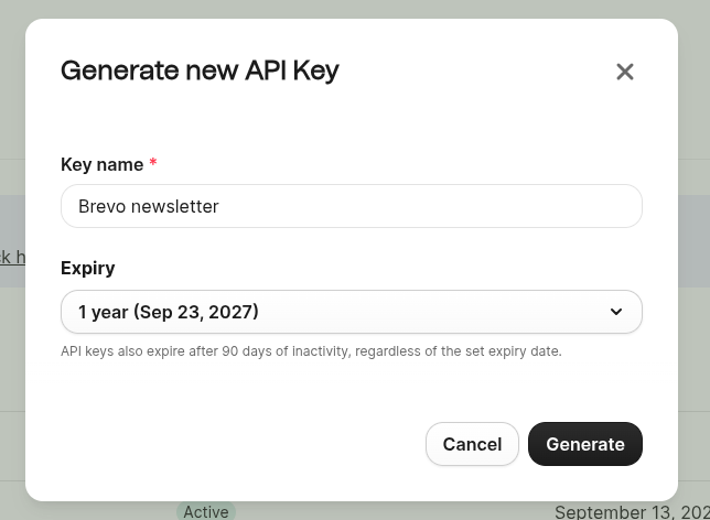 Creating an API key in Brevo
