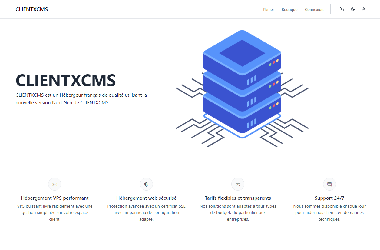 CLIENTXCMS Next Gen administration dashboard overview