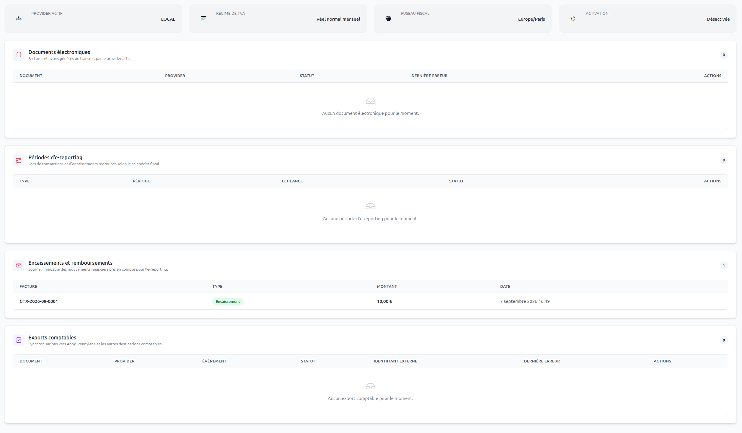 Factur-X and e-reporting configuration with active providers