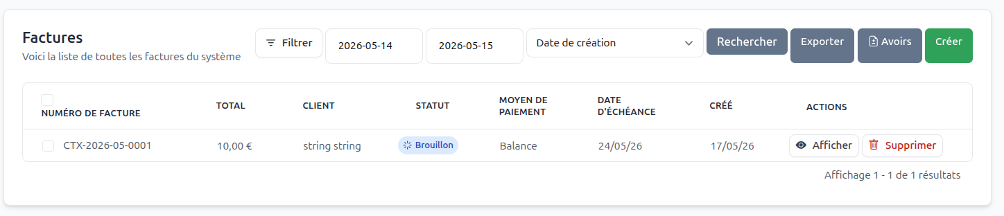 Invoice filters for payment date and due date
