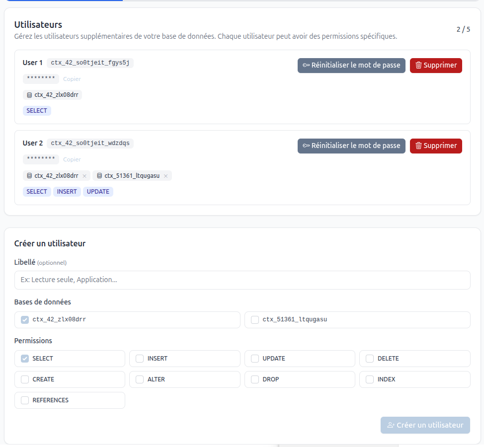 Database user management
