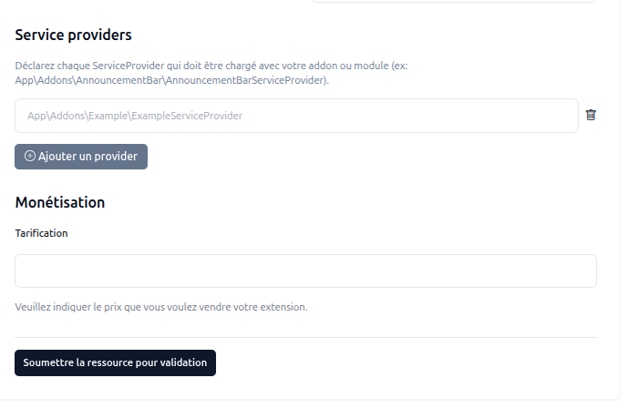 Service providers and extension pricing