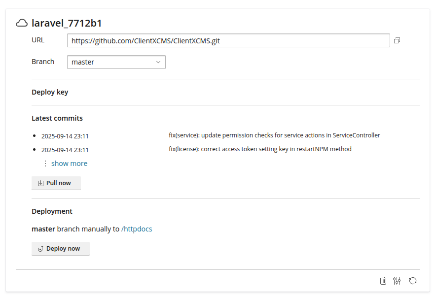 Déploiement Git - Plesk