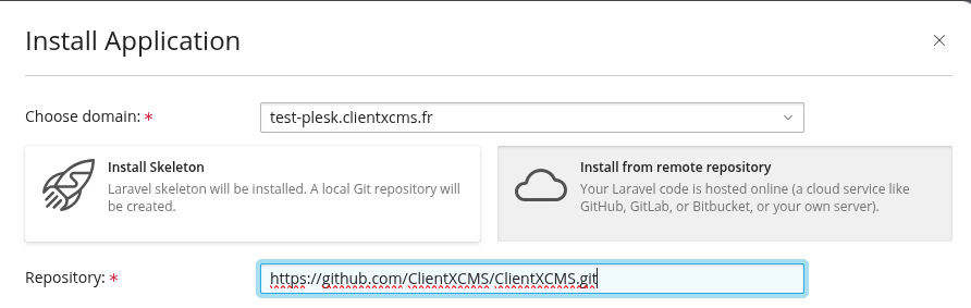 Laravel install 2 - Plesk