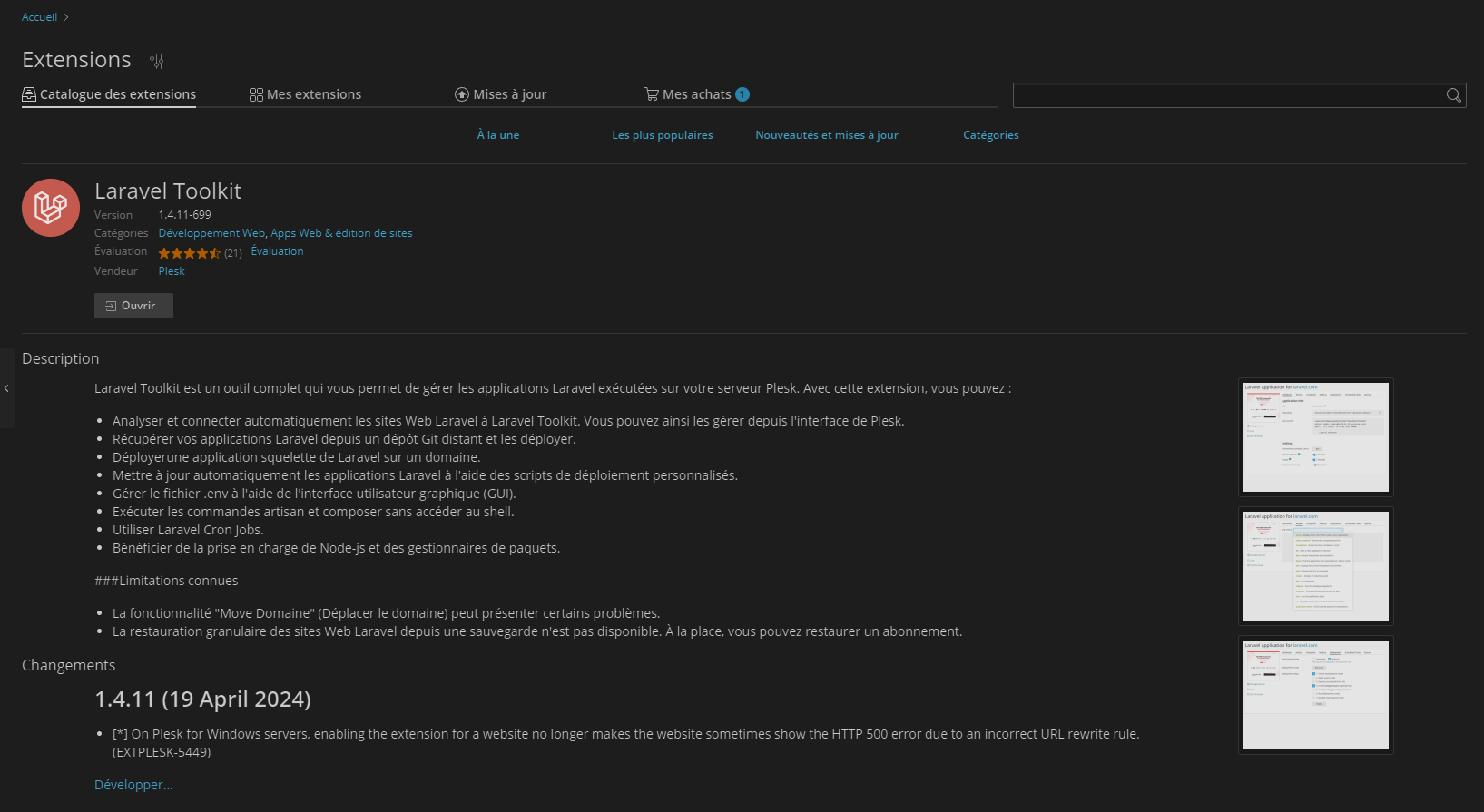 Extension "Laravel ToolKit" - Plesk