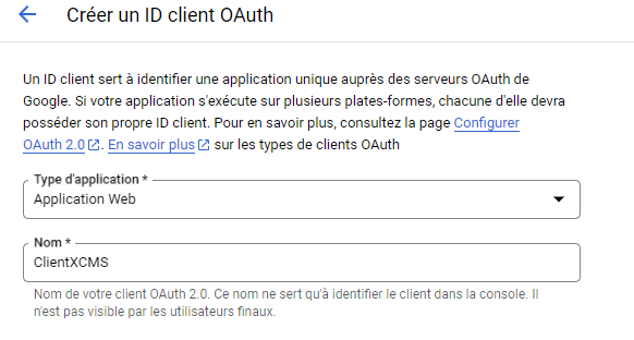 Image : Google Config - Type d'applications