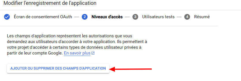 Image : Google Config - Niveaux d'accès consentement