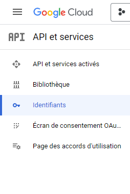Image: Google Config - Section "Identifiants"