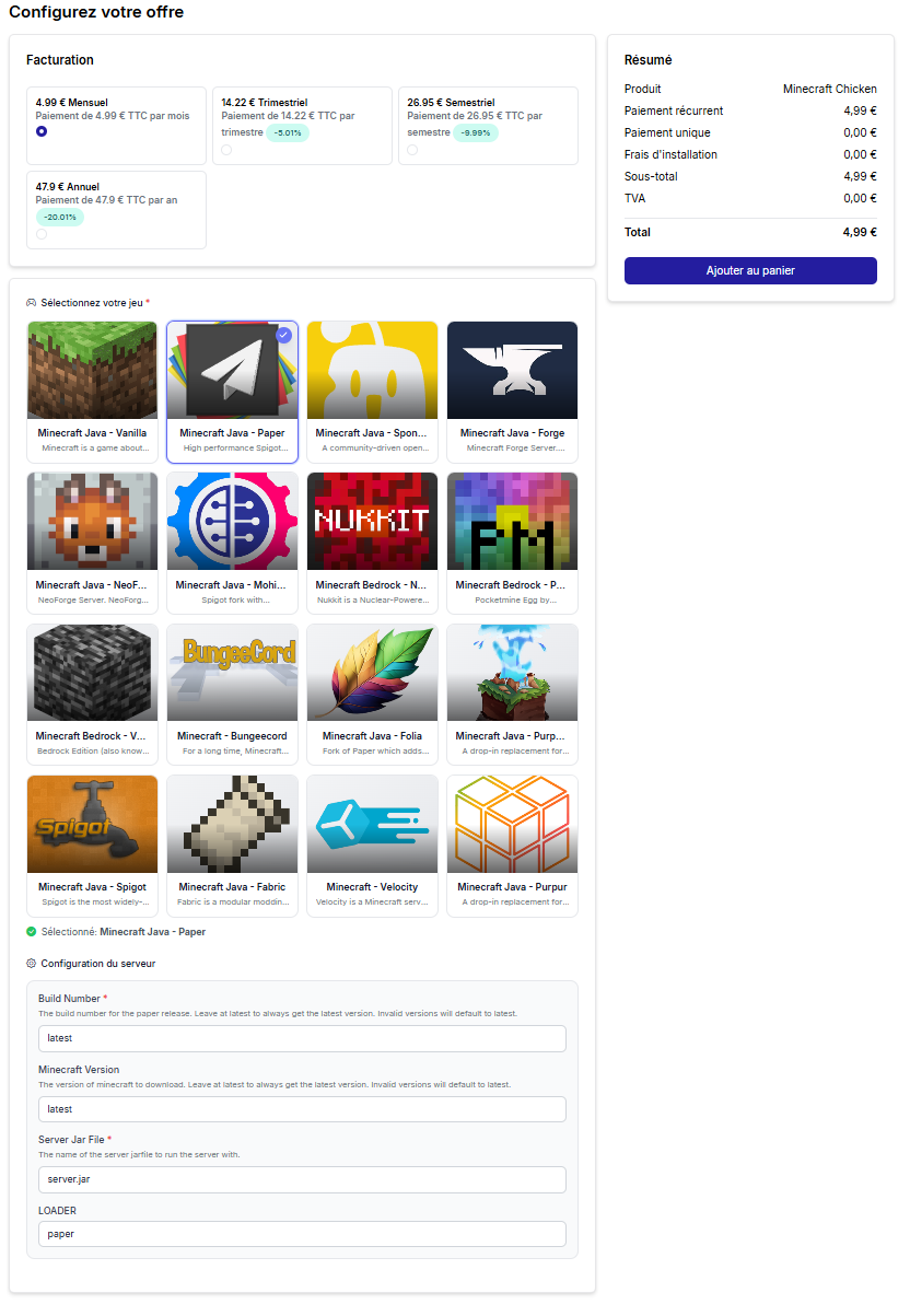 Sélection des eggs et variables à l'achat