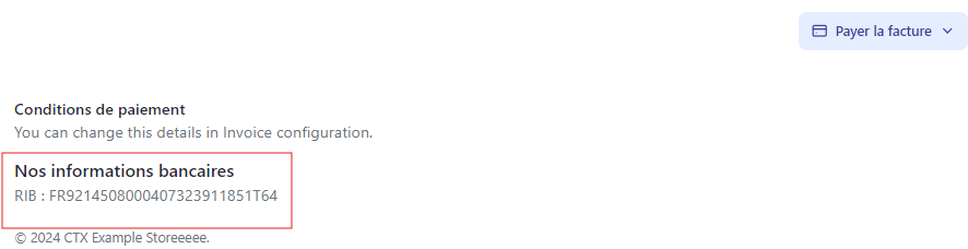 Instructions de virement sur une facture