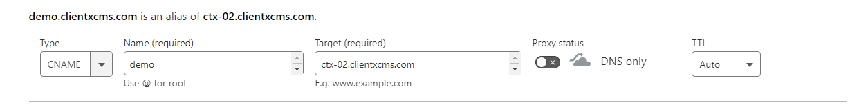 Ajout d'un enregistrement CNAME