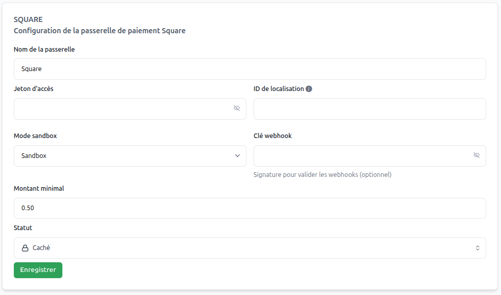 Configuration Square