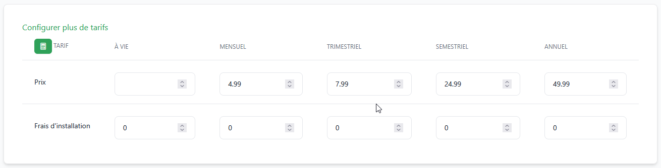 Configurer d'autres cycles de facturation