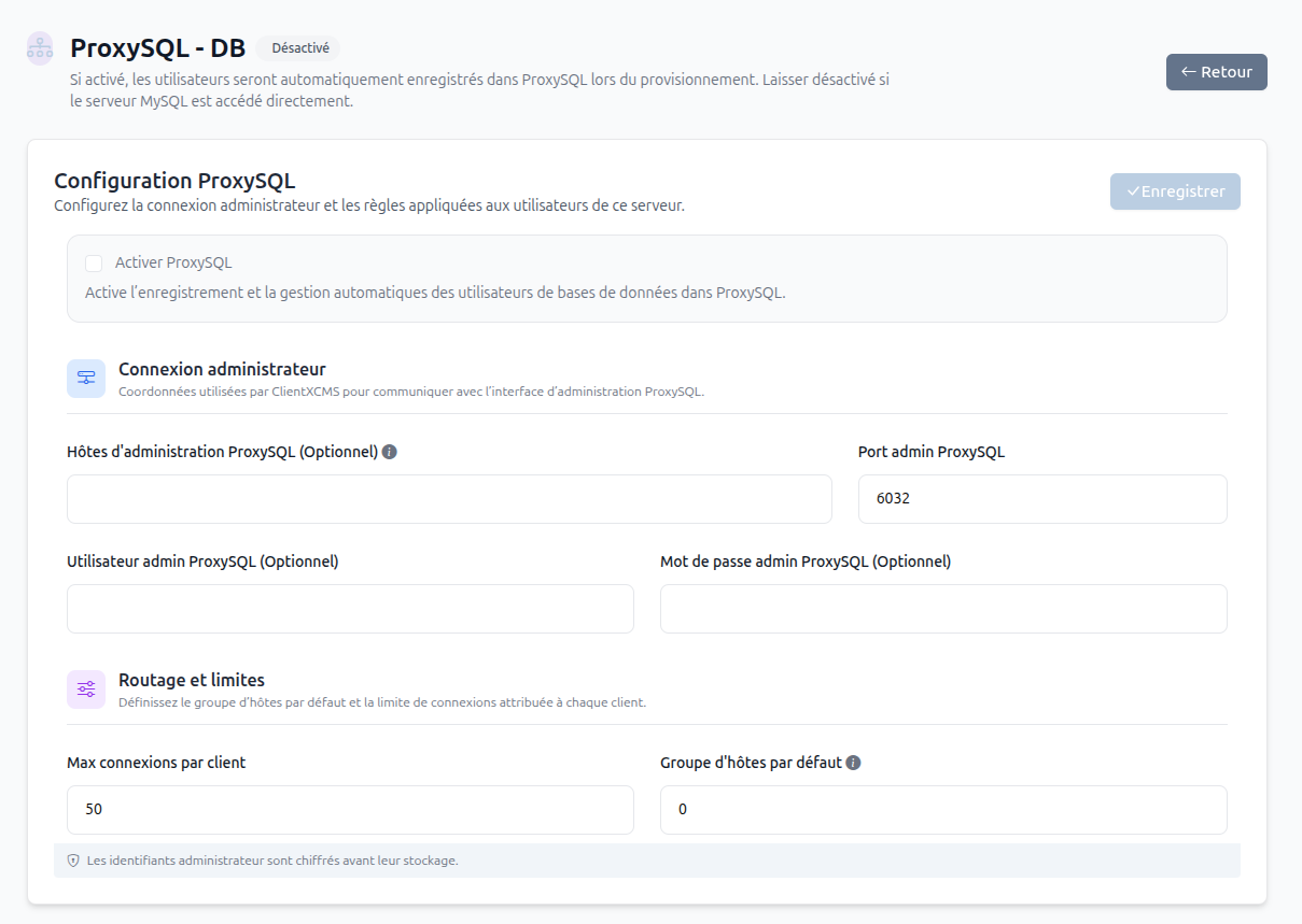 Configuration de ProxySQL