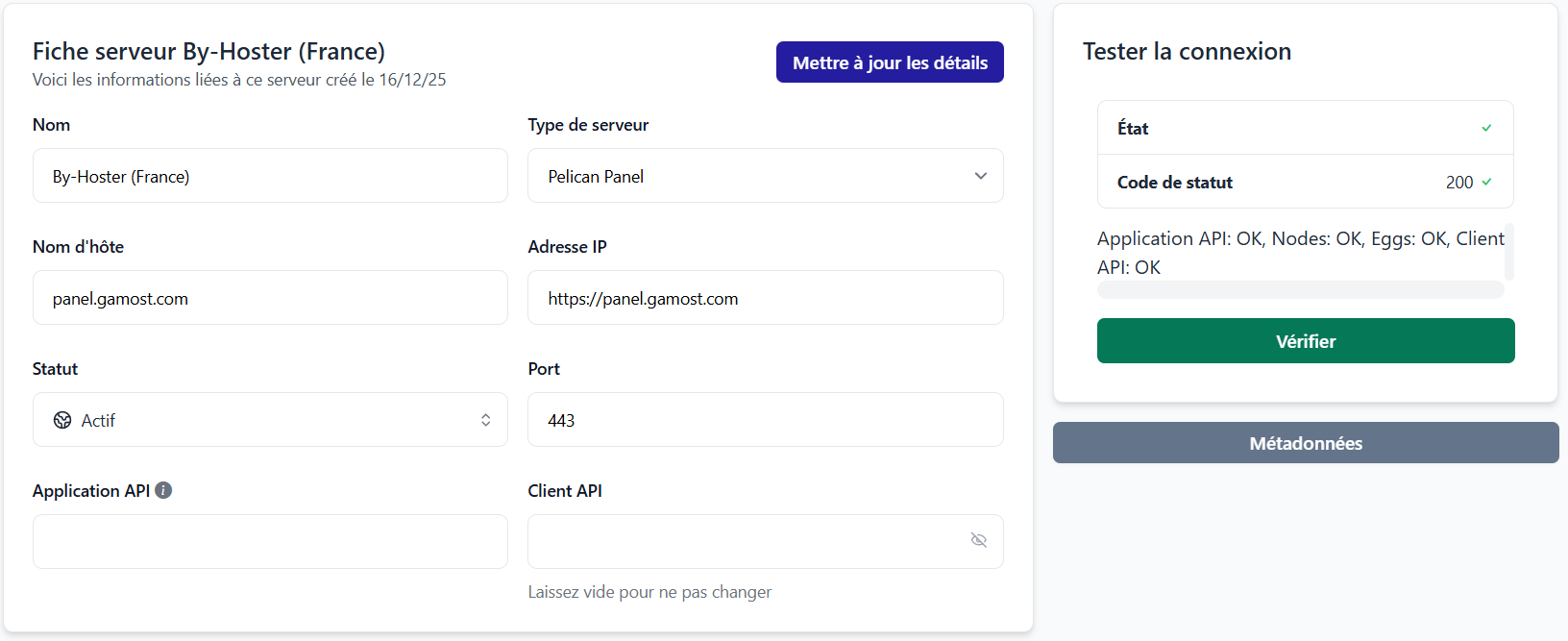 Connexion au serveur Pelican