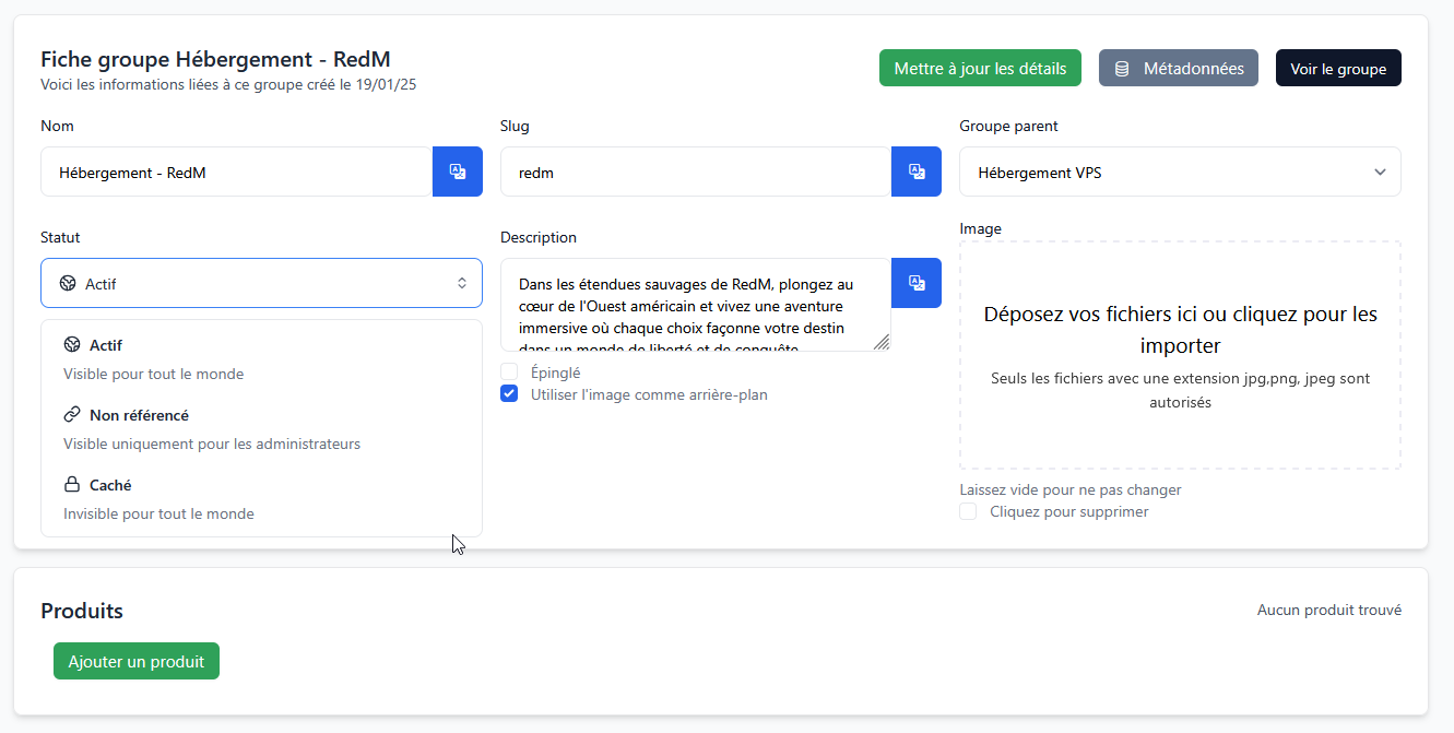 Supprimer un groupe dans l'administration