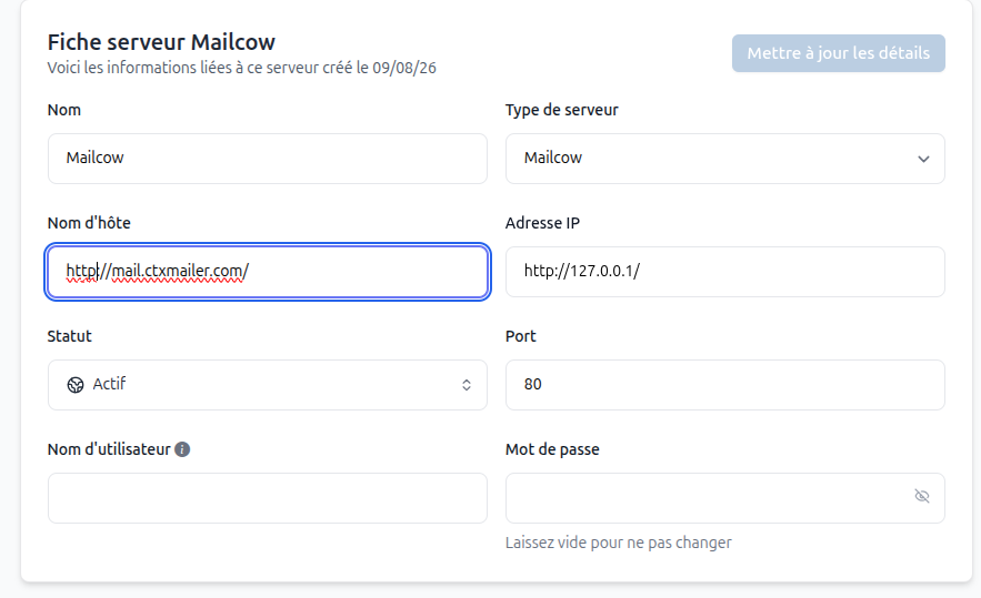 Configuration du serveur Mailcow