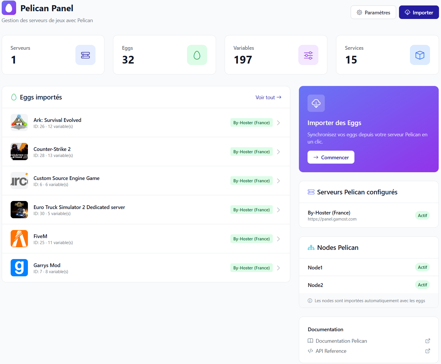 Tableau de bord Pelican