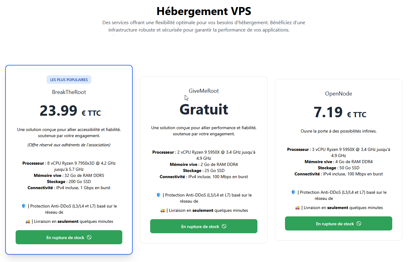 Vue de la boutique côté client