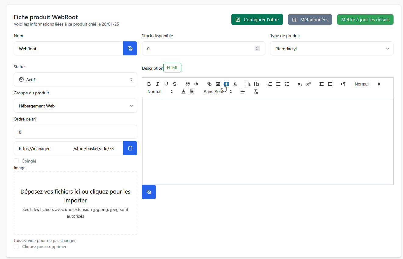 Affichage d'un service