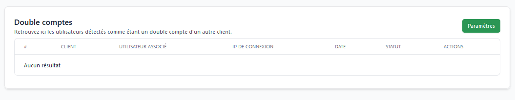 Gestion des comptes détectés