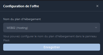 Configuration d'une offre Plesk