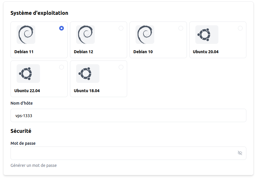 Configuration d'une offre Proxmox