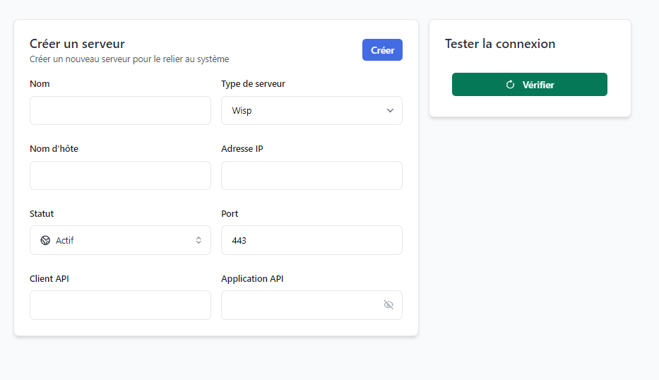 Configuration du serveur Wisp