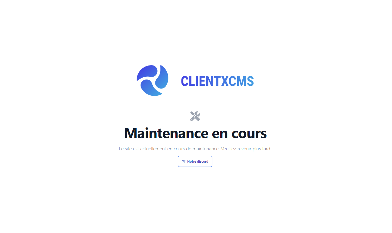 Aperçu de la page de maintenance