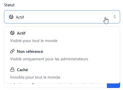 Statut d'un produit